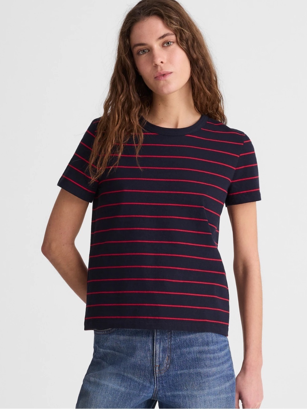 Madewell The Perfect Crewneck Tee in Allday Jersey classic navy